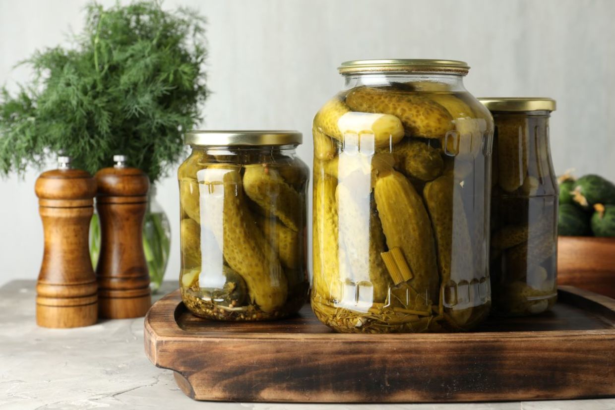 Pickled cucumbers.