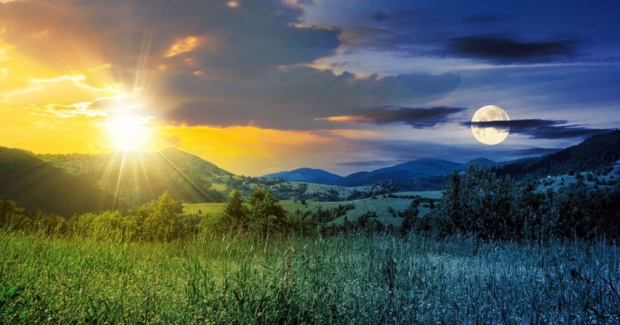 Day and night during an equinox.