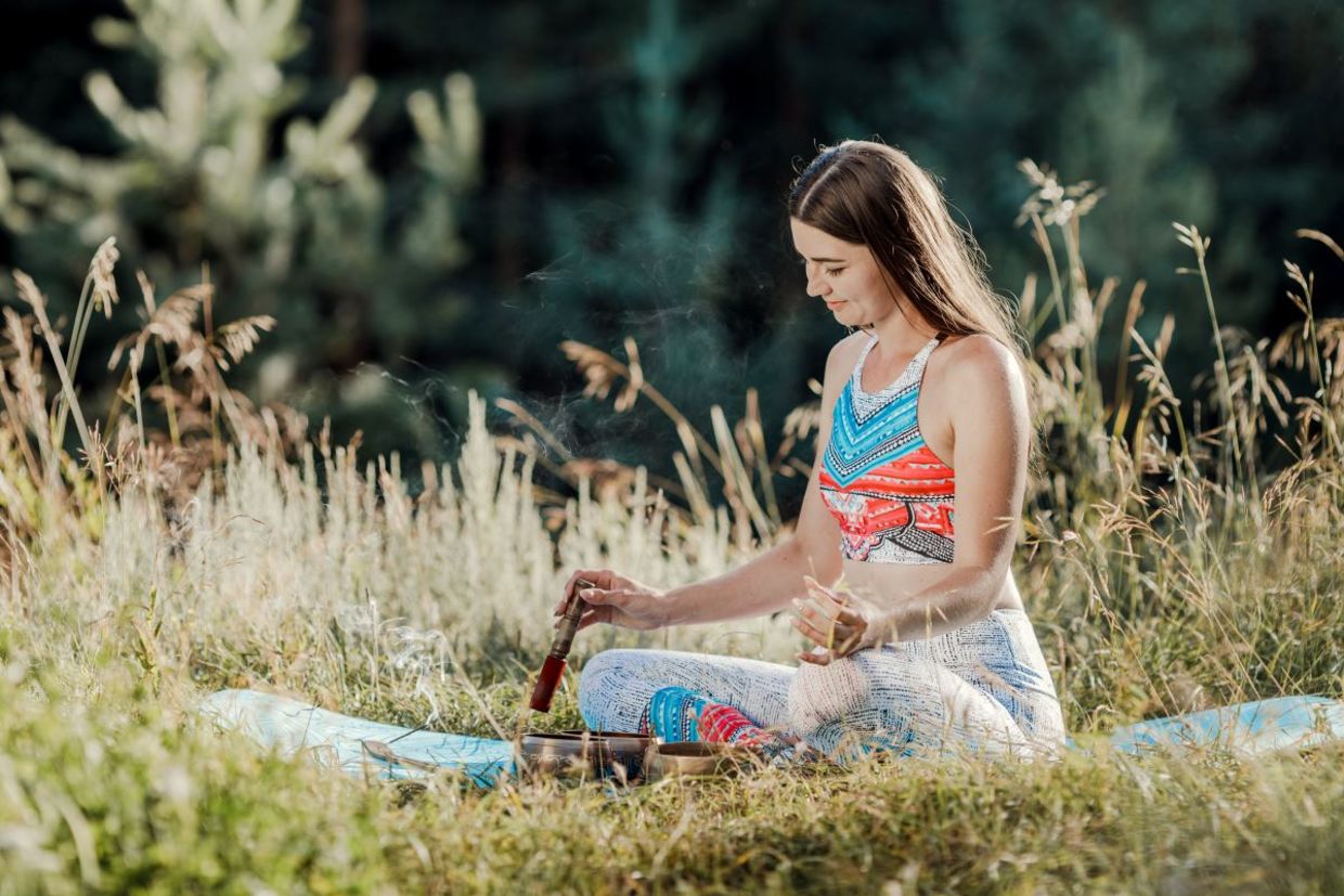 Meditating in nature.