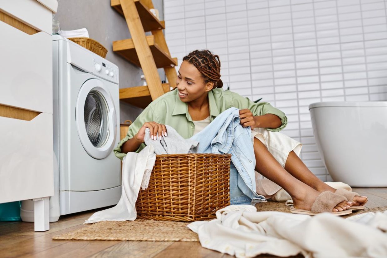 Folding soft laundry.