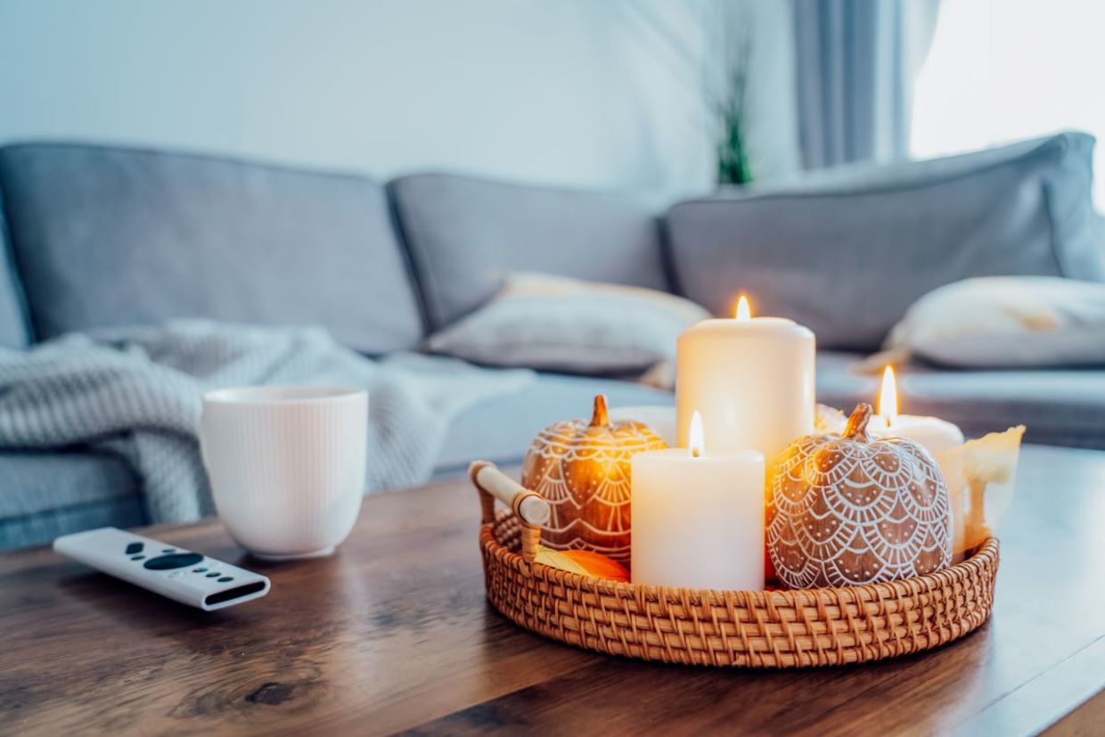 Relaxing candles and tea.