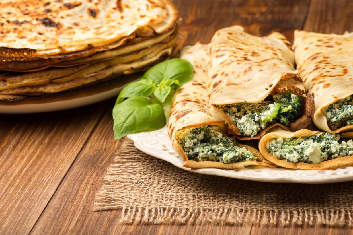 Spinach and cottage cheese pancakes.