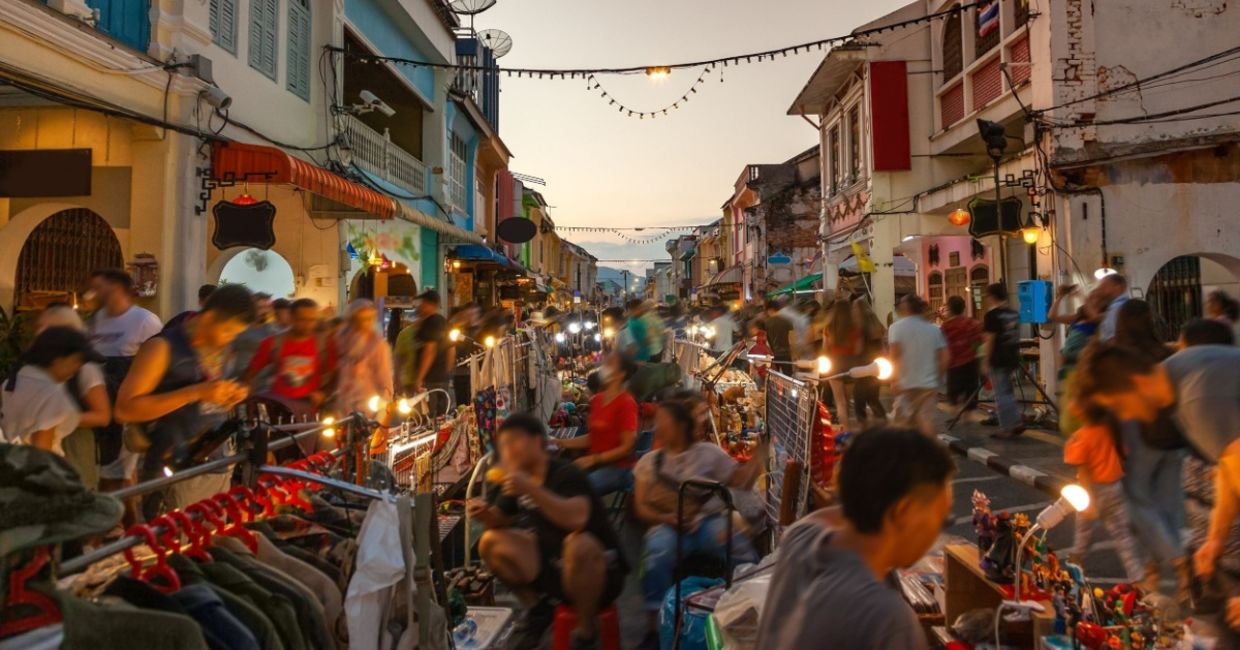 Night market in Phuket old town, Thailand.