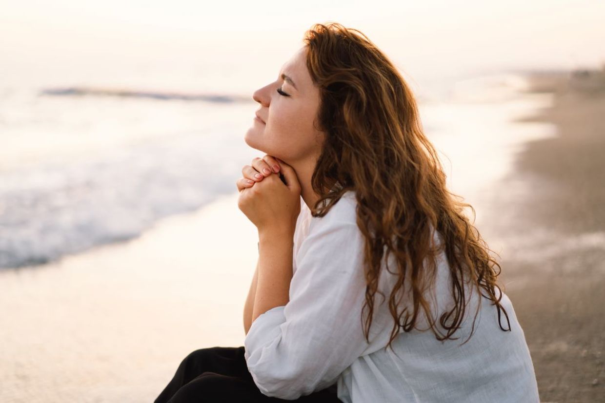 A spiritual woman connecting to nature.