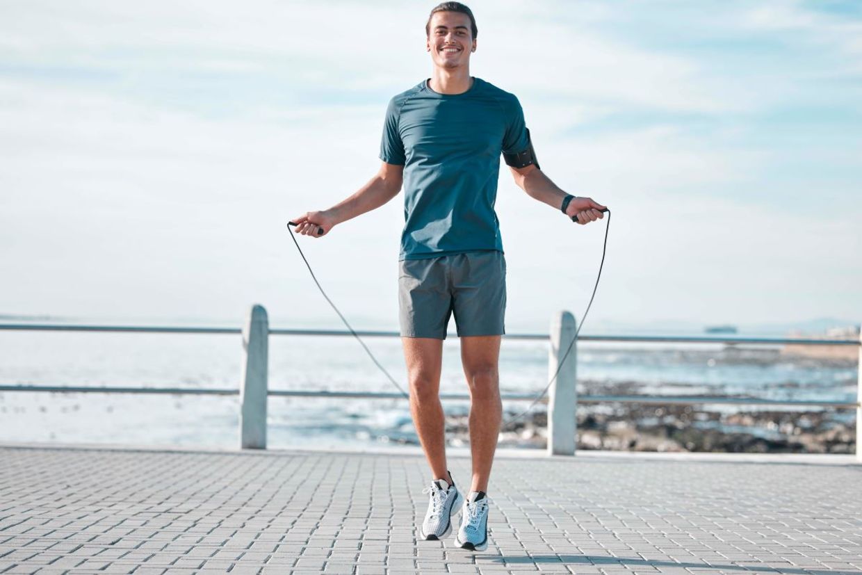 Man jumping rope.