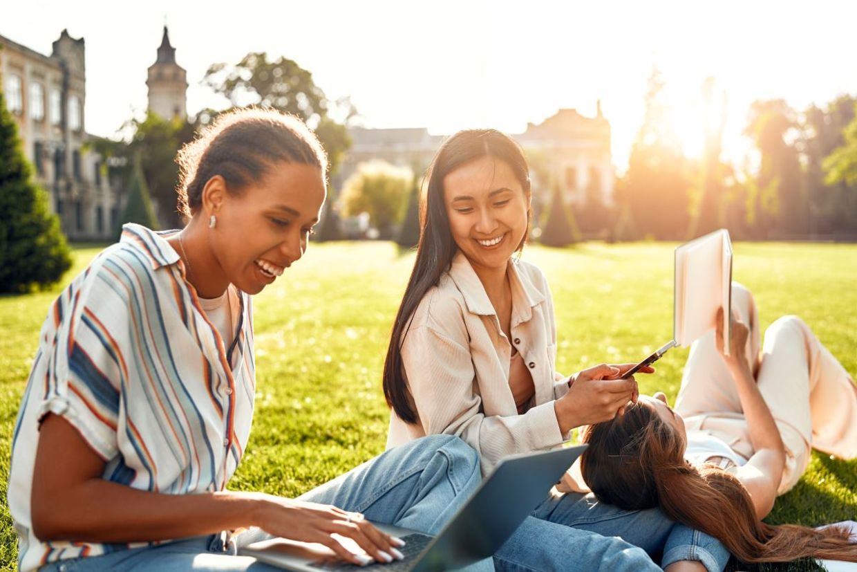 Reading in the park.