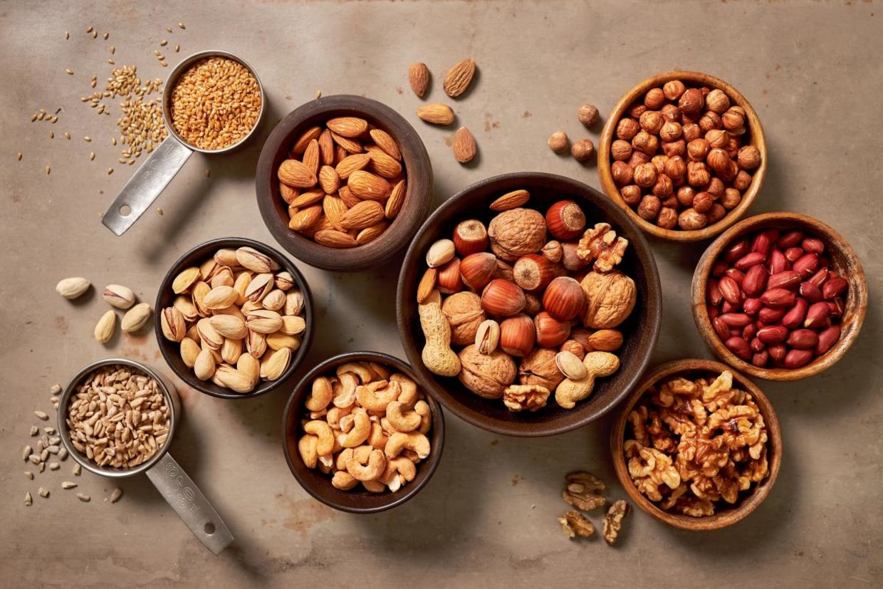 Nuts and seeds are healthy snacks.