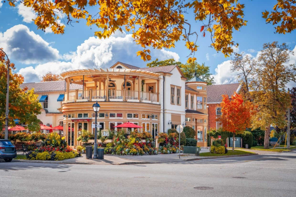A quaint town in Canada during Autumn.