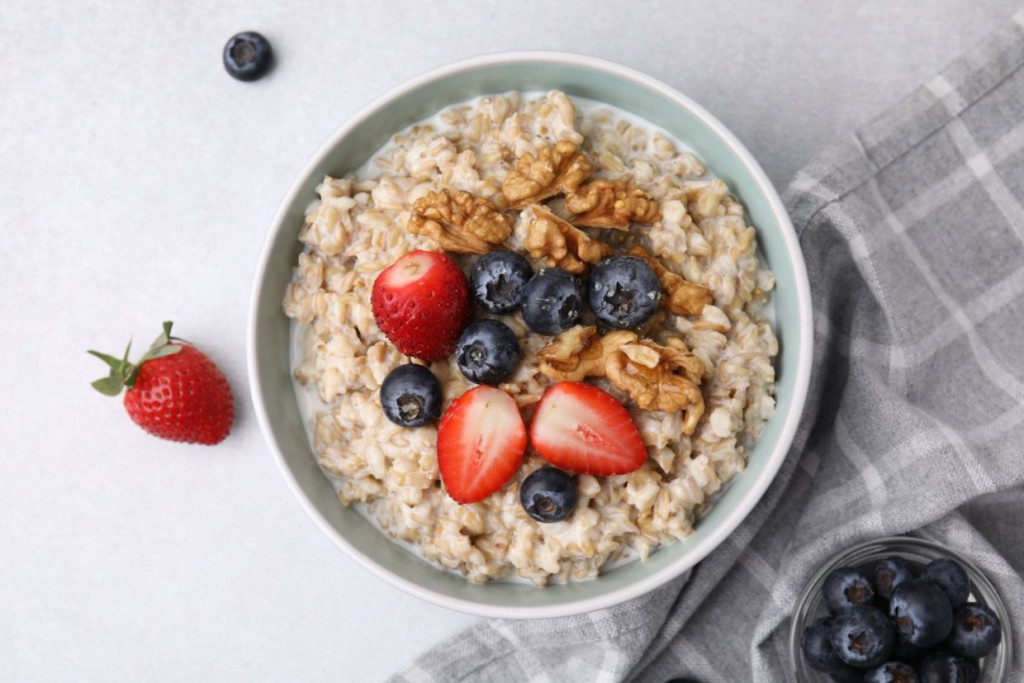 Oatmeal in a bowl.