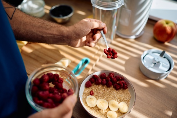 A man prepares oatmeal.