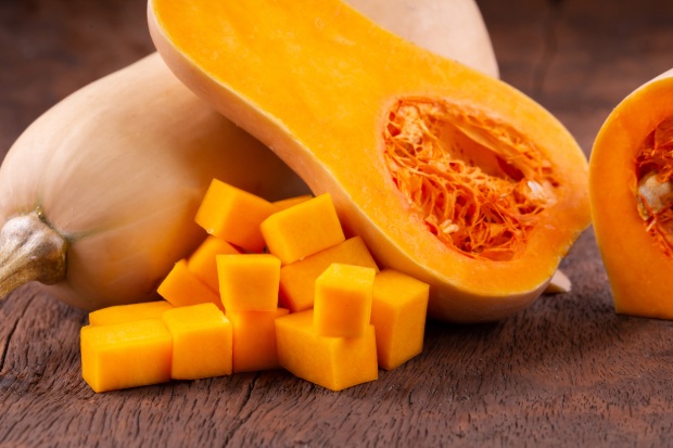 The flesh of a butternut squash.