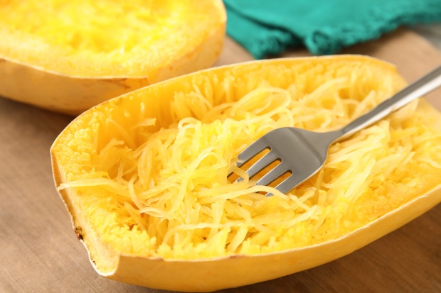Cooked spaghetti squash.