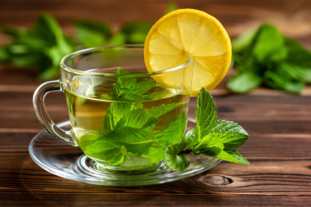 A cup of mint tea.