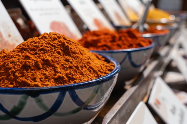 Ground paprika spice.